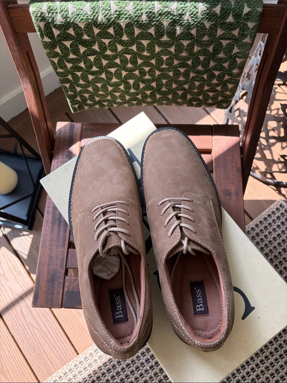Bass Men’s 10.5 Tan Suede Derby Lace-Up Shoes